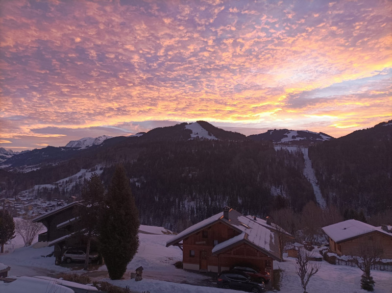 Vue du ciel soirée d'hiver